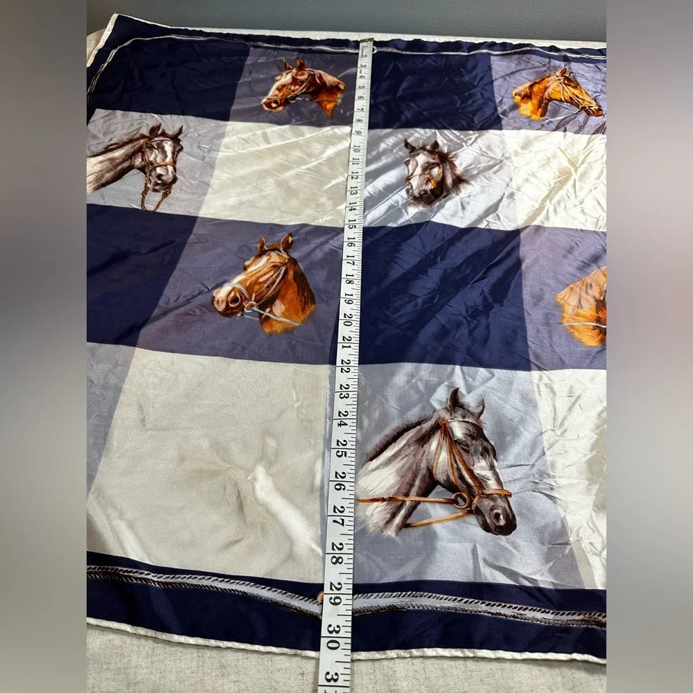 Equestrian Blue and White Scarf